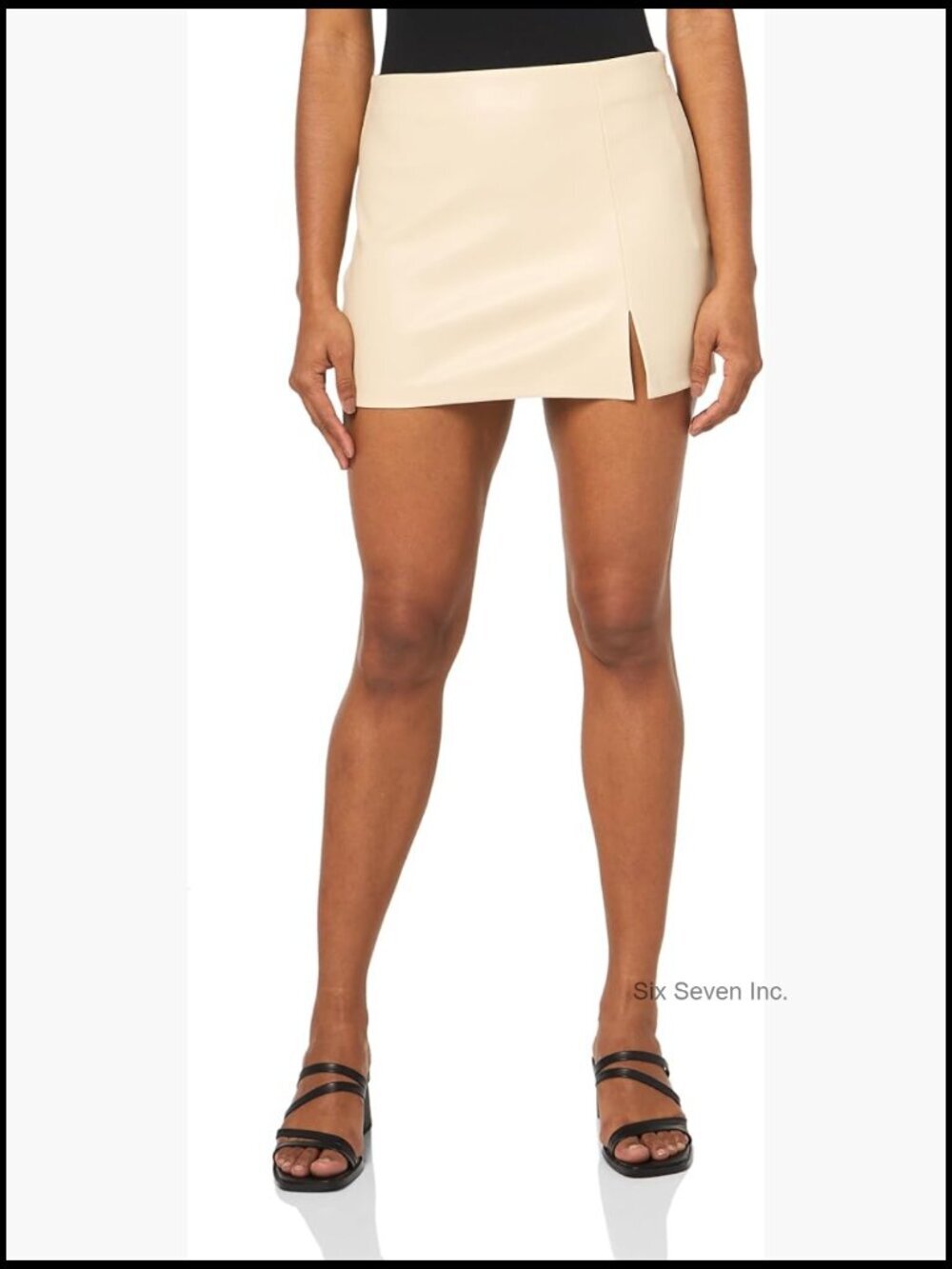 Faux Leather Mini Skort with Zipper and Pocket